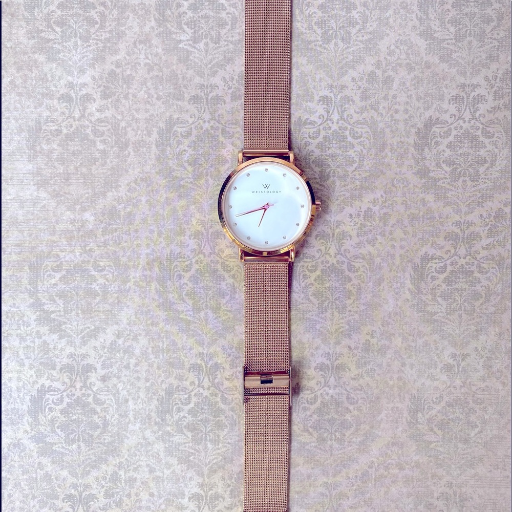 Olivia Watch Crystal Rose Gold w/ Mesh Strap Band